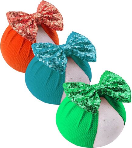 Glitter Bows for Baby Girls Headband, Newborn Bows Headbands Baby Hair Bows Hairbands Hair Accessories.(FD117) (Gold Red Black) in Saudi Arabia