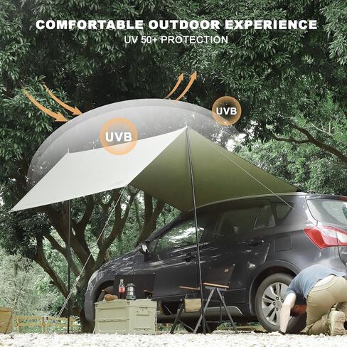 Car Awning for SUV, 10 x 5.6 FT Van Truck Awning for Camping, Needn't Roof Rack Hardwares Waterproof UV50+ in Saudi Arabia