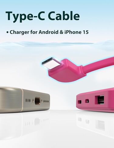 باور بانك من ميسو بسعة 6000 مللي أمبير في الساعة، مزود بكابلات مدمجة، وردي in Kuwait