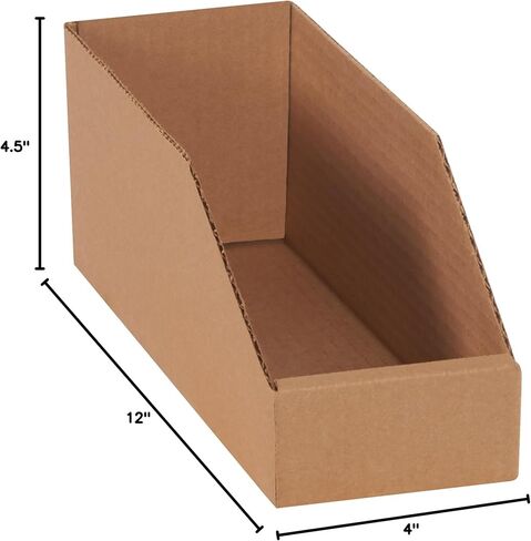 BFBINMT412 Open Top Bin Boxes, 4" x 12" x 4 1/2", White (Pack of 50) in Saudi Arabia