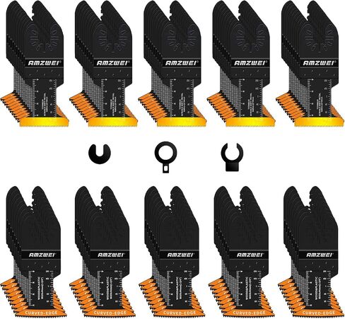 50PCS Titanium Oscillating Tool Blades, Curved Edge Oscillating Saw Blades for Metal, Wood, Plastic, Quick Release Multi Tool Blades Compatible with Dewalt Bosch Milwaukee Ryobi in Saudi Arabia