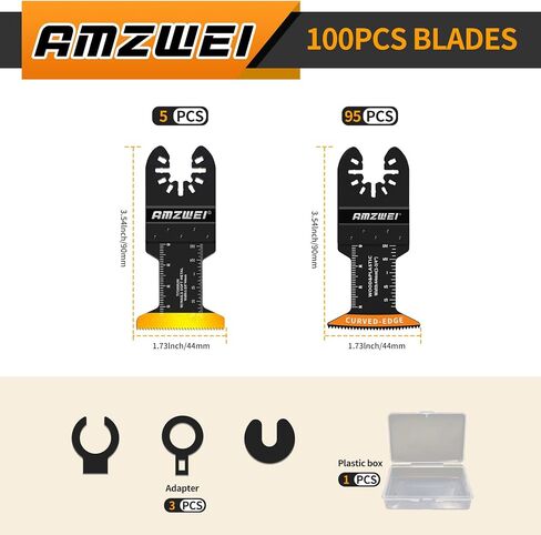 50PCS Titanium Oscillating Tool Blades, Curved Edge Oscillating Saw Blades for Metal, Wood, Plastic, Quick Release Multi Tool Blades Compatible with Dewalt Bosch Milwaukee Ryobi in Saudi Arabia