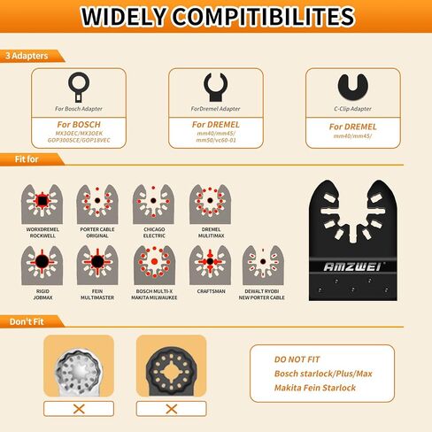50PCS Titanium Oscillating Tool Blades, Curved Edge Oscillating Saw Blades for Metal, Wood, Plastic, Quick Release Multi Tool Blades Compatible with Dewalt Bosch Milwaukee Ryobi in Saudi Arabia