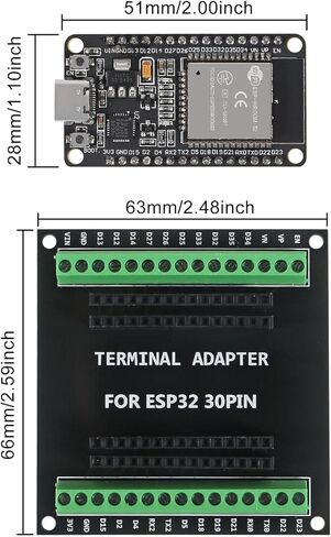 3 قطعة ESP32 لوح تمديد 30Pin GPIO لوحة القطع 1 إلى 2 وحدة محول طرفي متوافق مع 30 دبابيس ESP32 لوحة التطوير in Kuwait