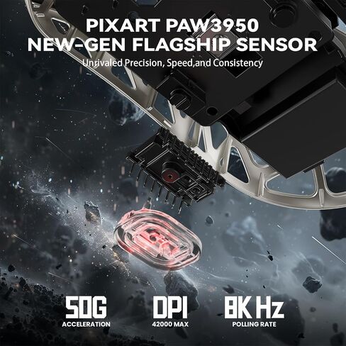 ماوس الألعاب اللاسلكي ZIYOU LANG x Attack Shark R2، سبيكة مغنيسيوم خفيفة الوزن، مستشعر بصري PAW3950 42000 DPI، معدل اقتراع 8 كيلو هرتز، BT/2.4G/ماوس سلكي قابل للبرمجة مع ملصق مقابض (أبيض) in Saudi Arabia