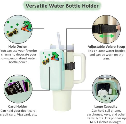 7 PCS Stanley Cup Accessories Set Including Water Bottle Phone Holder, Straw Cover, Spill Stoppers, Chapstick Holder, Handle Protective Cover and Strap, Suitable for Stanley Tumbler (Beige) in Saudi Arabia