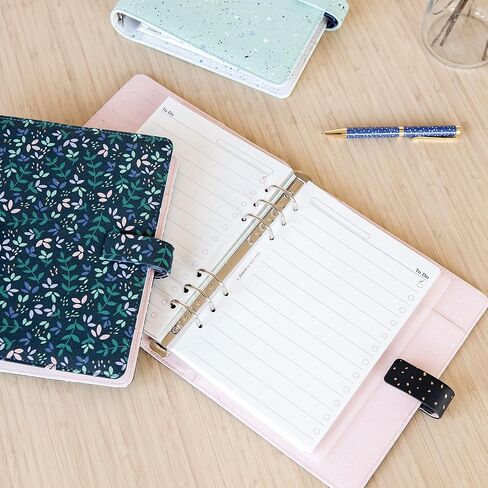 Filofax Confetti Organizer, Pocket Size, Charcoal - Leather-Look Cover with Gold Foil Accents, Six Rings, Week-to-View Calendar Diary, Multilingual, 2024 (C028724-24) in Saudi Arabia
