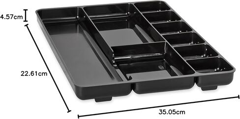 Rubbermaid Regeneration 9-Section Drawer Organizer, Plastic, 14 x 9.125 x 1.125 Inches, Black (45706) in Saudi Arabia