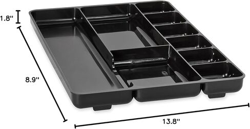 Rubbermaid Regeneration 9-Section Drawer Organizer, Plastic, 14 x 9.125 x 1.125 Inches, Black (45706) in Saudi Arabia