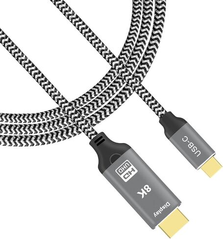 كابل USB C إلى HDMI 2.1 8K [8K@30 هرتز، 4K@144 هرتز] سلك مجدول من الألومنيوم من النوع C إلى HDMI بطول 6.6 قدم - متوافق مع Thunderbolt 4/3 - عيد بصري 8K UHD المستقبلي - يدعم 48 جيجابت في الثانية/HDCP2.3/HDR in Kuwait
