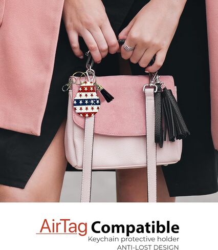 حافظة Rainbow Dot AirTag - حامل سلسلة مفاتيح من النيوبرين متوافق مع Apple AirTag، ملحق متين لجهاز تحديد المواقع GPS مع حلقة ومشبك لسهولة التركيب in Kuwait