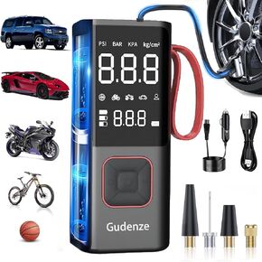 Tire Inflator Portable Air Compressor, 2X Faster Inflation Air Pump With Digital Pressure Gauge For Car, Bike, Motorcycle, Balls, Tire Pump Cordless Tire Inflator