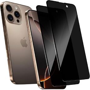 【2+2】 عبوتان من واقي شاشة الخصوصية لهاتف iPhone 16 Pro Max وعبوتان من واقي عدسة الكاميرا، [HD] [حماية العين] طبقة من الزجاج المقوى