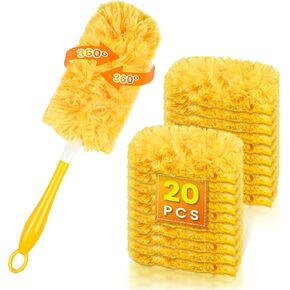 50 Count 180° Multi-Surface Feather Duster Refills Compatible with Swiffer Duster Handle, Heavy Duty Duster Replacement with 1 handle