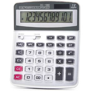 OFFIDIX الآلات الحاسبة الرئيسية الكبيرة آلة حاسبة سطح المكتب، آلة حاسبة إلكترونية مزدوجة الطاقة محمولة 12 رقمًا كبيرة بشاشة LCD كبيرة الحجم، آلة حاسبة مكتبية للمكتب اليومي والأساسي in Kuwait