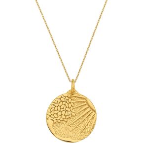 18K Gold Vermeil Sun Necklace, Sun Coin Pendant, Mixed Chain Necklace, Celestial Medallion, Star Charm, Minimalist Jewelry Gift for Her