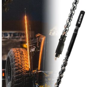 Xprite 4FT CB Radio Antenna with Spiral RGB LED Whip Light, App & Remote Control DIY Chasing Pattern, Safety Antenna Lighted Whips Compatible with Offroad ATV UTV Polaris RZR Can-am Buggy Jeep