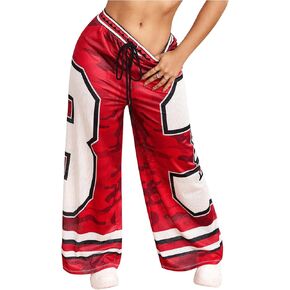 GORGLITTER Women's Striped Wide Leg Graphic Track Pants Elastic High Waist Stretchy Trousers