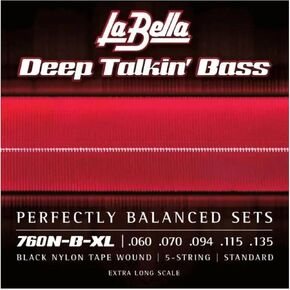 La Bella 760N-B-XL Deep Talkin' Bass Black Nylon Tape Wound Standard Extra Long Scale Bass Guitar String