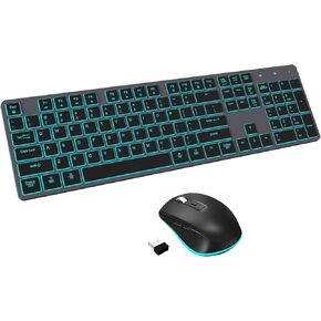 لوحة مفاتيح وماوس لاسلكيين، تصميم مضغوط مريح ورفيع للغاية، لوحة مفاتيح USB صامتة لاسلكية 2.4 جيجا هرتز وماوس لنظام التشغيل Windows، Mac OS، الكمبيوتر، سطح المكتب، الكمبيوتر الشخصي، الكمبيوتر المحمول - أخضر أبيض in Kuwait