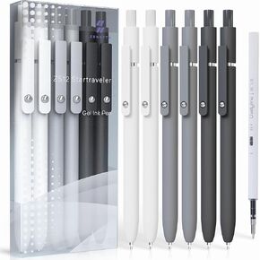 High-End Aesthetic Gel Ink Pens(6Pens+3Refills), 0.5mm Fine Point for Smooth Writing, Retractable Design, Ideal for Journaling and Note-Taking, Stylish Office and School Supplies, Gift Choice