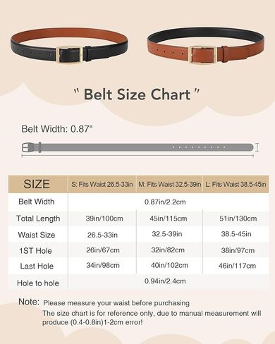 أحزمة Kajeer النسائية ذات الوجهين للجينز، حزام أسود للسيدات مع مشبك دبوس دوار in Kuwait