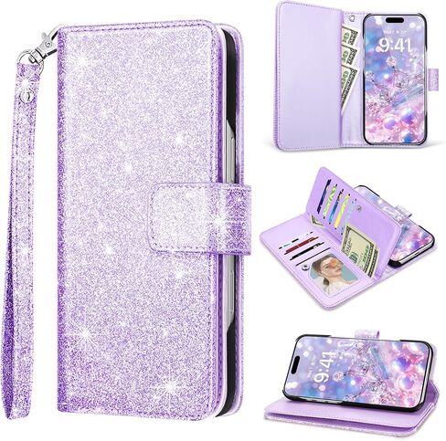 Fingic for iPhone 16 Case,for iPhone 16 Wallet Case for Women Girl[with 9 Card Holder]Marble Rose Gold PU Leather Detachable Wrist Strap Fullbody Slim Shockproof Flip Phone Case for iPhone 16,6.1"2024 in Saudi Arabia