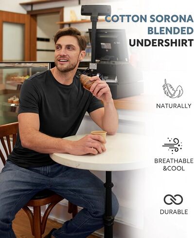 DAVID ARCHY Men's Undershirt Sorona Cotton Moisture-Wicking T-Shirts Stretch Crewneck Tees for Men 3-Pack in Kuwait