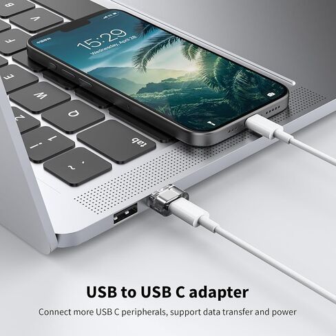 محول USB إلى USB C 6 حزم، محول شحن وبيانات USB A إلى C، متوافق مع Apple Watch/Ultra iWatch/iPhone 15 Pro Max Plus/Airpods/iPad 9 10 Air 5 Mini 6 (برتقالي) in Kuwait