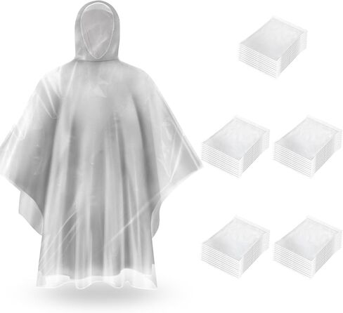 12 Pack Disposable Rain Ponchos for Adults, Raincoats Family Pack for Men and Women, Clear Portable Emergency Rain Poncho in Saudi Arabia