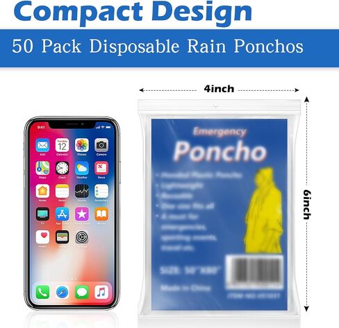 12 Pack Disposable Rain Ponchos for Adults, Raincoats Family Pack for Men and Women, Clear Portable Emergency Rain Poncho in Saudi Arabia
