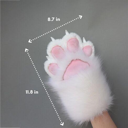 Comfy Fursuit Paws Faux Fur Furry Paws, Black&White Therian Paws Therian Stuff Therian Gear, Cute Cat Paw Gloves Therian Gloves with Claws, Furry Stuff Wolf Paws Gloves Fox Paws, Cosplay Furry Costume in Saudi Arabia