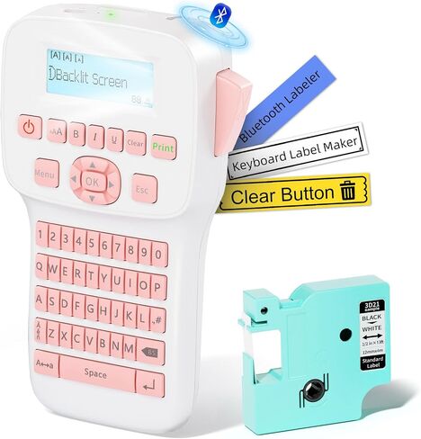 Label Makers, LM1600 Portable Label Maker Machine, Bluetooth Rechargeable Label Printer, QWERTY Keyboard Labeler with Backlit LCD Screen for Home & Office Organization Gray in Saudi Arabia