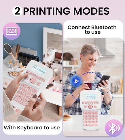 Label Makers, LM1600 Portable Label Maker Machine, Bluetooth Rechargeable Label Printer, QWERTY Keyboard Labeler with Backlit LCD Screen for Home & Office Organization Gray in Saudi Arabia