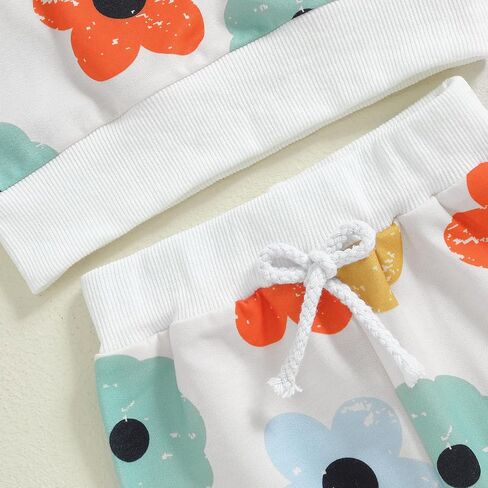 Infant Baby Girl Fall Outfit Long Sleeve Print Sweatshirt + Cute Pants Toddler Girl Winter Spring Clothes (Pink-Bow, 12-18 Months) in Saudi Arabia