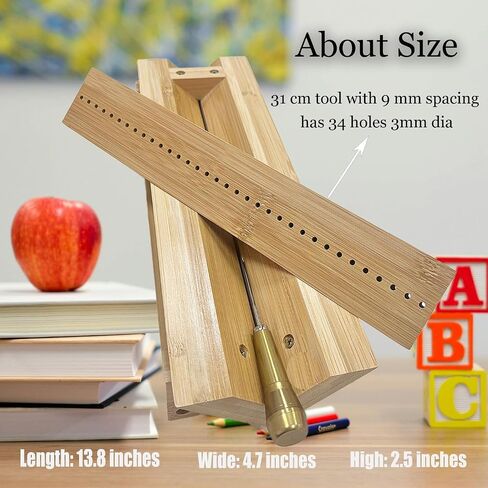 Bookbinding Punching Cradle with Aluminum Piercing Guide, with an Awl and Ruler, Signature Punching Tool Set for Bookbinding Kit, for Book DIY Crafts, Polished Smooth Surface, Easy to Use Guide in Saudi Arabia