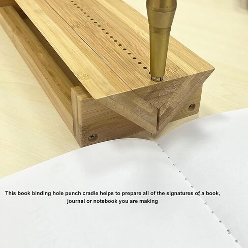Bookbinding Punching Cradle with Aluminum Piercing Guide, with an Awl and Ruler, Signature Punching Tool Set for Bookbinding Kit, for Book DIY Crafts, Polished Smooth Surface, Easy to Use Guide in Saudi Arabia
