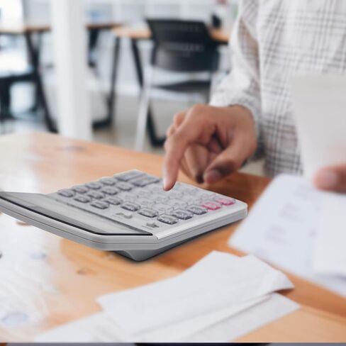 OFFIDIX الآلات الحاسبة الرئيسية الكبيرة آلة حاسبة سطح المكتب، آلة حاسبة إلكترونية مزدوجة الطاقة محمولة 12 رقمًا كبيرة بشاشة LCD كبيرة الحجم، آلة حاسبة مكتبية للمكتب اليومي والأساسي in Kuwait