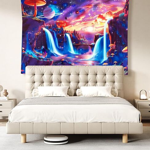 Koonafy Blacklight Jellyfish نسيج الأشعة فوق البنفسجية رد الفعل قنديل البحر الخيال المحيط تحت الماء نسيج الجدار شنقا كبير نسيج Trippy نسيج سحري نسيج الفن لغرفة النوم (50''X60'') in Kuwait