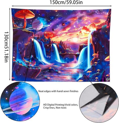 Koonafy Blacklight Jellyfish نسيج الأشعة فوق البنفسجية رد الفعل قنديل البحر الخيال المحيط تحت الماء نسيج الجدار شنقا كبير نسيج Trippy نسيج سحري نسيج الفن لغرفة النوم (50''X60'') in Kuwait