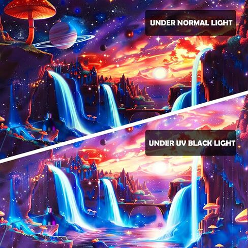 Koonafy Blacklight Jellyfish نسيج الأشعة فوق البنفسجية رد الفعل قنديل البحر الخيال المحيط تحت الماء نسيج الجدار شنقا كبير نسيج Trippy نسيج سحري نسيج الفن لغرفة النوم (50''X60'') in Kuwait