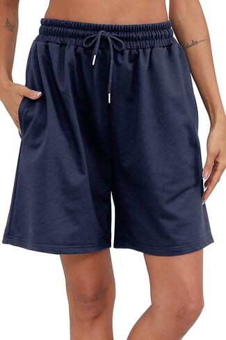 Women's Bermuda Shorts Jersey Shorts with Pockets Casual Basic Jersy Shorts Gym Shorts with Pockets in Kuwait