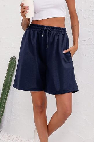 Women's Bermuda Shorts Jersey Shorts with Pockets Casual Basic Jersy Shorts Gym Shorts with Pockets in Kuwait