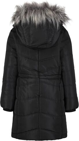 Calvin Klein Girls' Hooded Winter Puffer Jacket, Full-Length Heavy Weight Coat with Fleece Lining, Purple Aerial, 16 in Kuwait