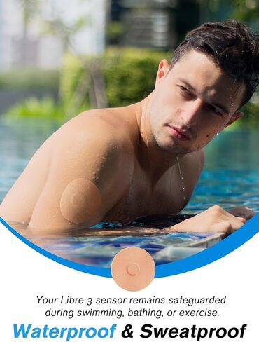 40 Pack Libre 3 Sensor Cover, Waterproof Adhesive Patches for Libre 3, Pre-Cut Back Pack Strong Adhesive CGM Tape with No Glue in The Center (Black) in Saudi Arabia