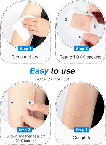 40 Pack Libre 3 Sensor Cover, Waterproof Adhesive Patches for Libre 3, Pre-Cut Back Pack Strong Adhesive CGM Tape with No Glue in The Center (Black) in Saudi Arabia