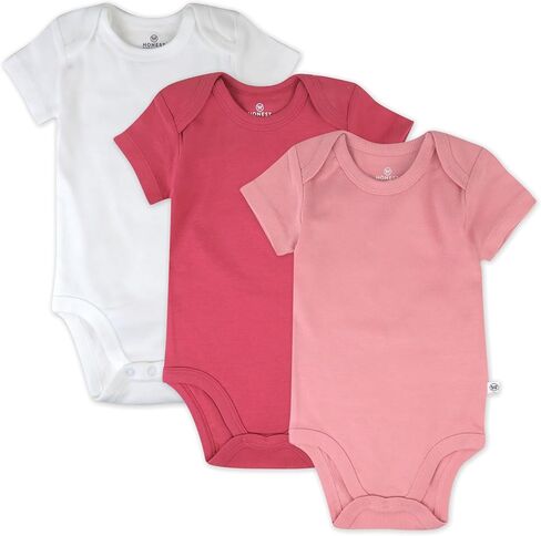 HonestBaby Multipack ملابس داخلية قصيرة الأكمام قطعة واحدة 100% قطن عضوي للأطفال الرضع الأولاد والبنات للجنسين، 3 عبوات من اللون المريمية، 6-9 أشهر in Saudi Arabia