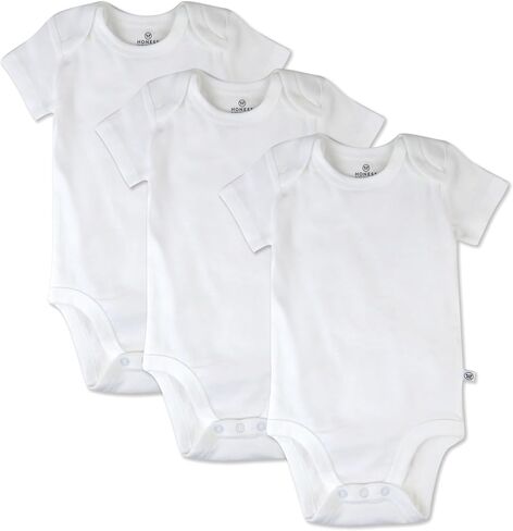 HonestBaby Multipack ملابس داخلية قصيرة الأكمام قطعة واحدة 100% قطن عضوي للأطفال الرضع الأولاد والبنات للجنسين، 3 عبوات من اللون المريمية، 6-9 أشهر in Saudi Arabia