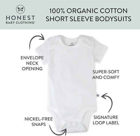 HonestBaby Multipack ملابس داخلية قصيرة الأكمام قطعة واحدة 100% قطن عضوي للأطفال الرضع الأولاد والبنات للجنسين، 3 عبوات من اللون المريمية، 6-9 أشهر in Saudi Arabia