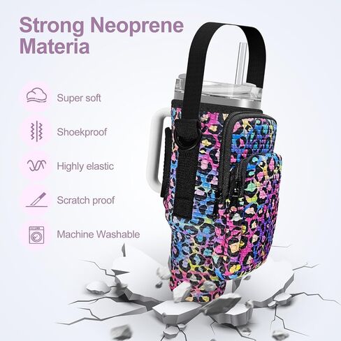 Watter Bottle Carrier Bag with Detachable Pocket Compatible with Stanley& Simple Morden 40oz Tumbler with Handle,Water Cup Holder with Adjustable Shoulder Strap& Carabiner for Stanley Cup Accessories in Saudi Arabia